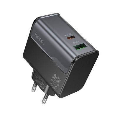 Мережевий зарядний пристрій Hoco CS74A 45W USB+Type-C PD+QC3.0 чорний 31779 фото