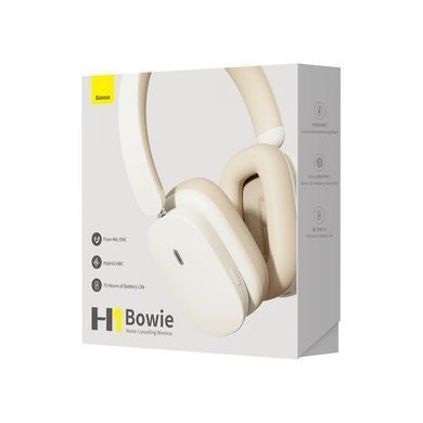 Бездротові навушники Baseus Bowie H1 Noise-Cancelling Wireless Headphones Rice білий (NGTW230002) 28232 фото