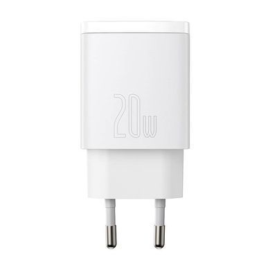 Мережевий зарядний пристрій Baseus Compact Quick Charger (20W, 3A) QC+PD (Type-C + USB) (CCXJ-B02) білий 24148 фото