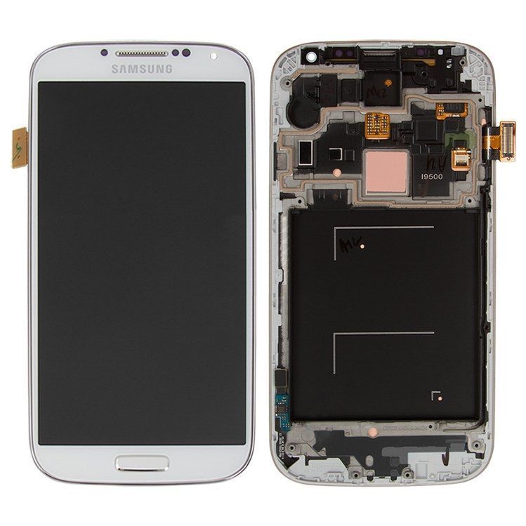 Дисплей для Samsung i9500 Galaxy S4 с рамкой белый 02559 фото