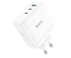 Сетевое зарядное устройство Hoco N30 1USB, 2 Type-C PD 65W белое 26890 фото