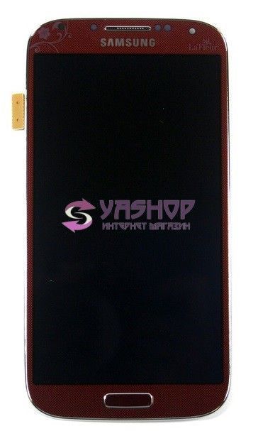 Дисплей для Samsung i9500 Galaxy S4 с рамкой красный 02560 фото