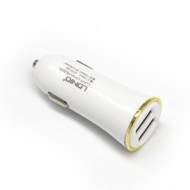 Автомобильное зарядное устройство LDNIO DL-C28 (2 USB, 3.4 A, + кабель Lightining) White 11321 фото