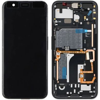 Дисплей для Google Pixel 4 G020M з рамкою чорний, Just Black (біла кнопка) P-OLED Хайкопія 33488 фото