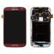 Дисплей для Samsung i9500 Galaxy S4 з рамкою червоний 02560 фото 4