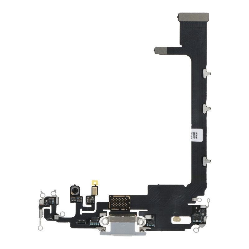 Шлейф для Apple iPhone 11 Pro Max з розьємом зарядки і мікрофоном, білий 33238 фото