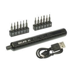 Акумуляторна викрутка Relife E1 Carbon з LED підсвічуванням та регулюванням крутящого моменту (12 біт, USB-Type-C) 33894 фото
