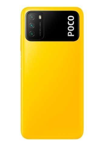 Задня кришка для Xiaomi Poco M3 жовта зі склом камери оригінал Китай 18831 фото