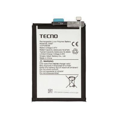 Акумулятор для Tecno BL-5ABT для Tecno Spark 30 KL6, Spark 30C KL5, KL5n 5000 mAh 32989 фото