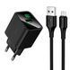 Сетевое зарядное устройство Hoco CS81A Excellent QC3.0 с дисплеем, черный с кабелем Micro-usb 33792 фото 1