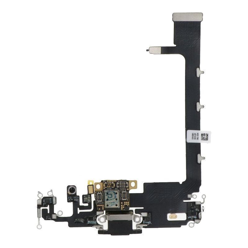 Шлейф для Apple iPhone 11 Pro Max з розьємом зарядки і мікрофоном чорний Оригінал Китай 33240 фото