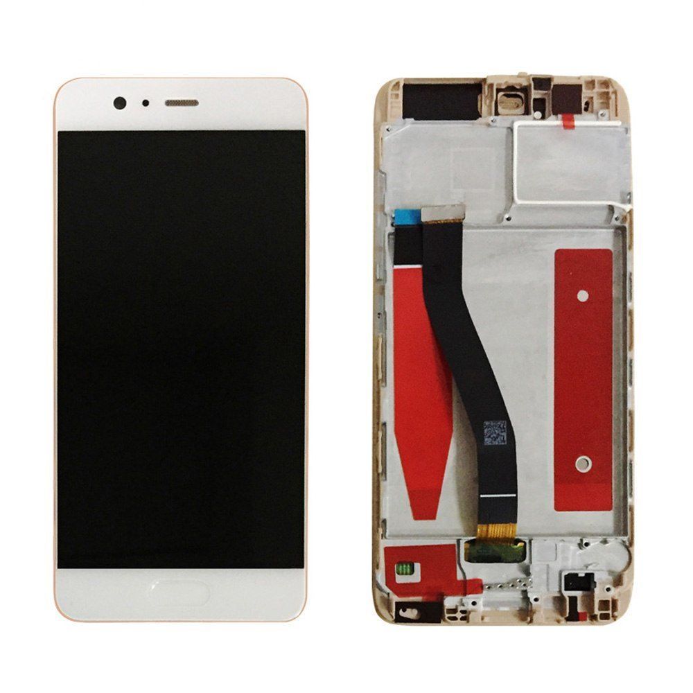 Дисплей для Huawei P10 (VTR-L09, VTR-L29) с рамкой золотой, со шлейфом сканера отпечатка пальца 10337 фото