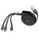 Кабель Hoco U50 3в1 Type-A - Micro-Lightning-Type-C 1м 2A рулетка черный 26990 фото 1