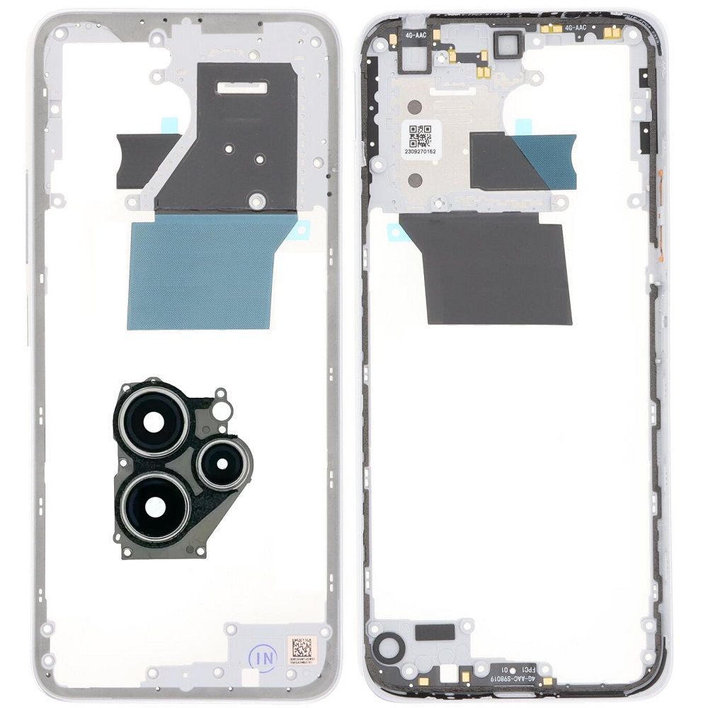 Рамка корпусу для Xiaomi Redmi 12 срібляста, Polar Silver зі склом камери 31201 фото