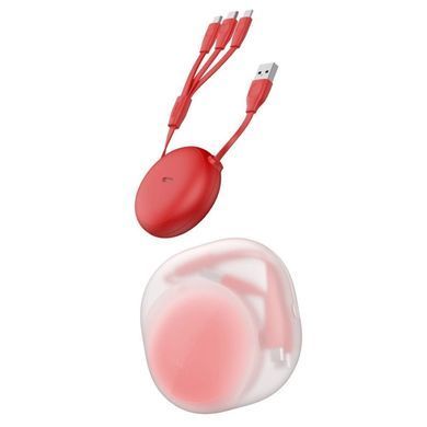 Кабель Baseus Lets Go Little Reunion Adjustable 3в1 (Micro USB+Lightning+Type-C) 3A (0.85 метра) (CAMLT-TY09) красный 20457 фото