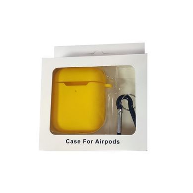 Чехол для наушников AirPods с карабином Premium Yellow 26976 фото