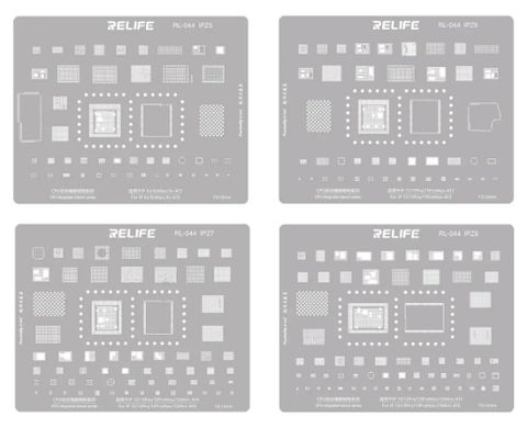 Набір трафаретів BGA RELIFE RL-044 (IP6-IP13) 0.12 мм, 8 шт. 28797 фото