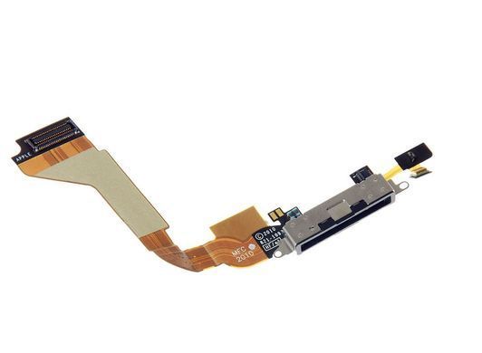 Шлейф для Apple iPhone 4 з розьємом зарядки і мікрофоном чорний Оригінал Китай 09407 фото
