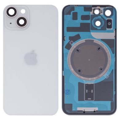 Задня кришка для Apple iPhone 14 біла, Starlight, з рамкою, в комплекті скло камери, магнітне кільце Оригінал Китай 32590 фото