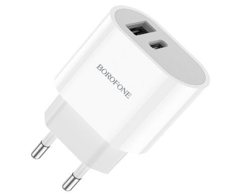 Сетевое зарядное устройство Borofone BA62A USB, Type-C белое 27083 фото