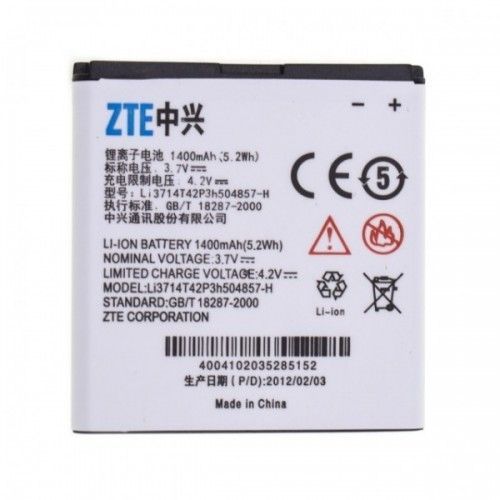Аккумулятор ZTE V809, U830, U812, V768, C2, N788, Li3817T42P3h735044, Li3715t42p3h504857 1400mAh 22215 фото