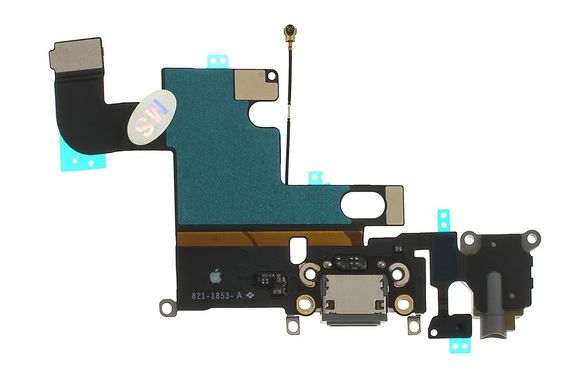 Шлейф Apple iPhone 6 с разьемом зарядки, коннектором наушников и микрофоном белый 07410 фото