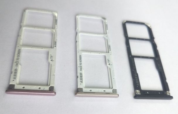 Держатель Sim-карты и карты памяти Xiaomi Mi A2 Lite, Redmi 6 Pro розовый, на две Sim-карты 11618 фото