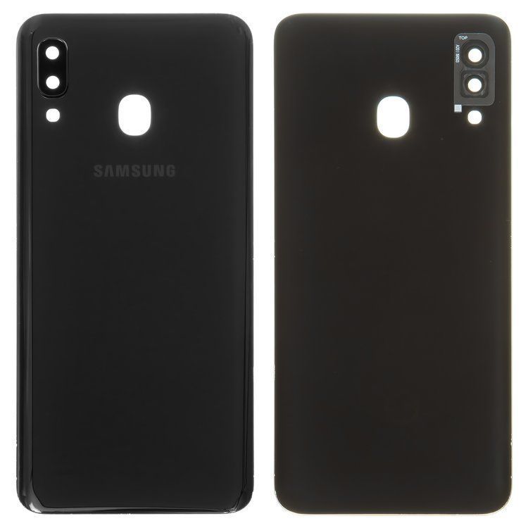 Задня кришка для Samsung A205 Galaxy A20 2019 чорна зі склом камери 22823 фото