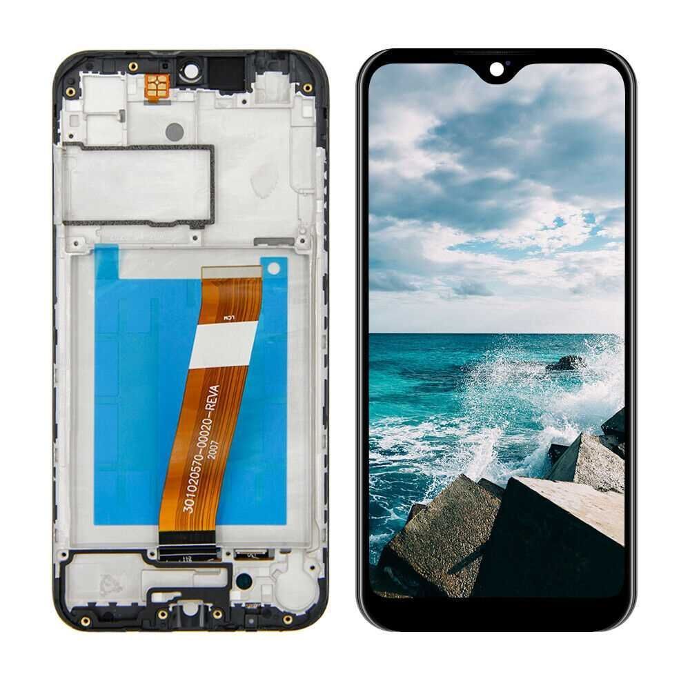 Дисплей для Samsung A015 Galaxy A01 2020, M015F Galaxy M01 2020 з рамкою чорний, з вузьким розьємом, з датчиком наближення Оригинал Китай 28716 фото