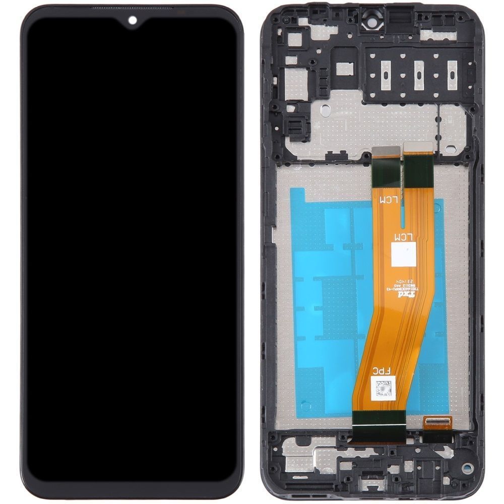 Дисплей для Samsung A145 Galaxy A14 4G 2023 с рамкой черный с желтым шлейфом Оригинал GH81-23540A 29794 фото