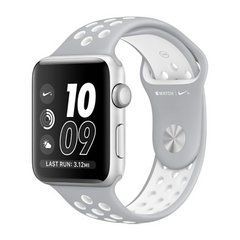Ремешок для смарт-часов Apple Watch 42/44mm Nike Sport Band Silver White, размер M/L 14703 фото