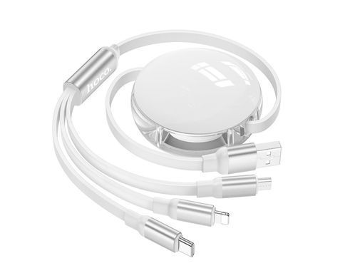 Кабель Hoco X78 3в1 Type-A - Type-C-Micro-Lightning 1м білий 27978 фото
