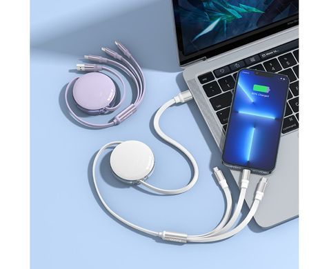 Кабель Hoco X78 3в1 Type-A - Type-C-Micro-Lightning 1м білий 27978 фото