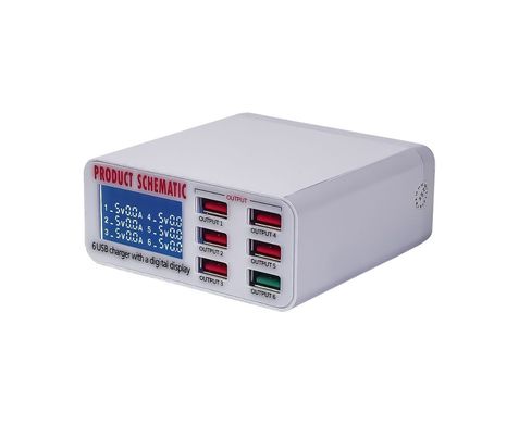 Зарядная станция с индикацией WLX-896 (6 USB, Fast Charge 3.0, 40W) 27533 фото