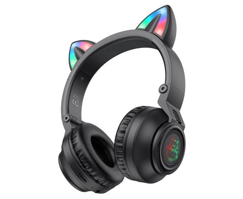 Бездротові навушники Bluetooth вушка Borofone BO18 Cat ear чорний 28086 фото