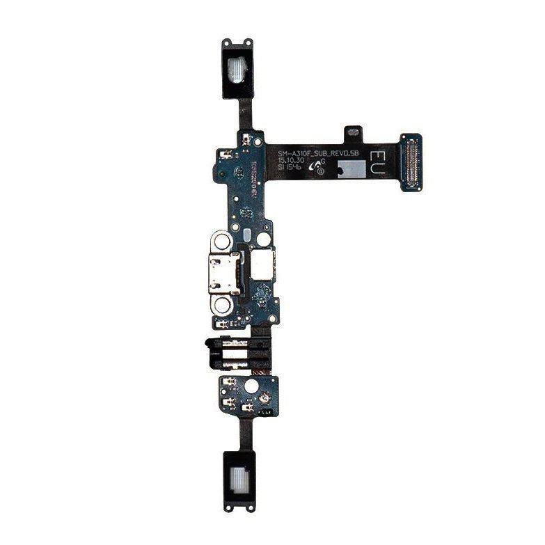 Нижняя плата для Samsung A310F Galaxy A3 2016 с разьемом зарядки,разьемом наушников, кнопкой меню (Home), сенсорными кнопками, микрофоном Оригинал Китай 12865 фото