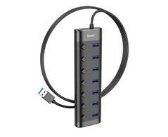 Адаптер Перехідник Hoco HB40 7в1 USB чорний 29046 фото
