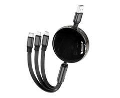 Кабель Hoco X78 3в1 Type-A - Type-C-Micro-Lightning 1m 2A черный 27977 фото