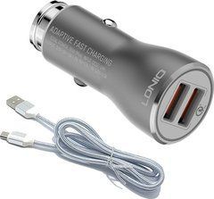 Автомобільний зарядний пристрій LDNIO C407Q (2 USB, 3A + кабель MicroUSB) 13177 фото