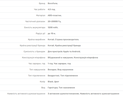 Бездротові Bluetooth навушники Borofone BE55 Perfect Wireless BT Headset чорні 26692 фото