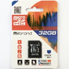 Карта пам'яті Mibrand microSDHC (UHS-1 U3) 32Gb class 10 (adapter SD) 26932 фото