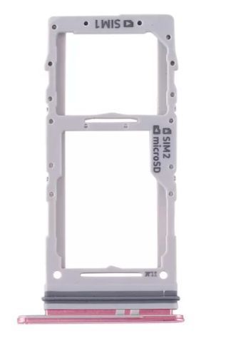 Держатель Sim-карты для и карты памяти Samsung G980F Galaxy S20, G981B, G985F, G986B, G988F розовый, на две Sim-карты 26842 фото