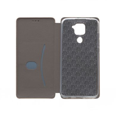 Чехол-книжка Premium Case под кожу Xiaomi Redmi Note 9 серый 19059 фото