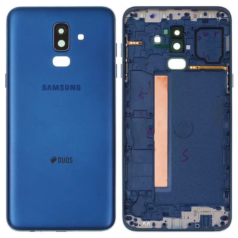 Задняя крышка для Samsung J810F Galaxy J8 голубая, синяя со стеклом камеры, Оригинал Китай 24588 фото