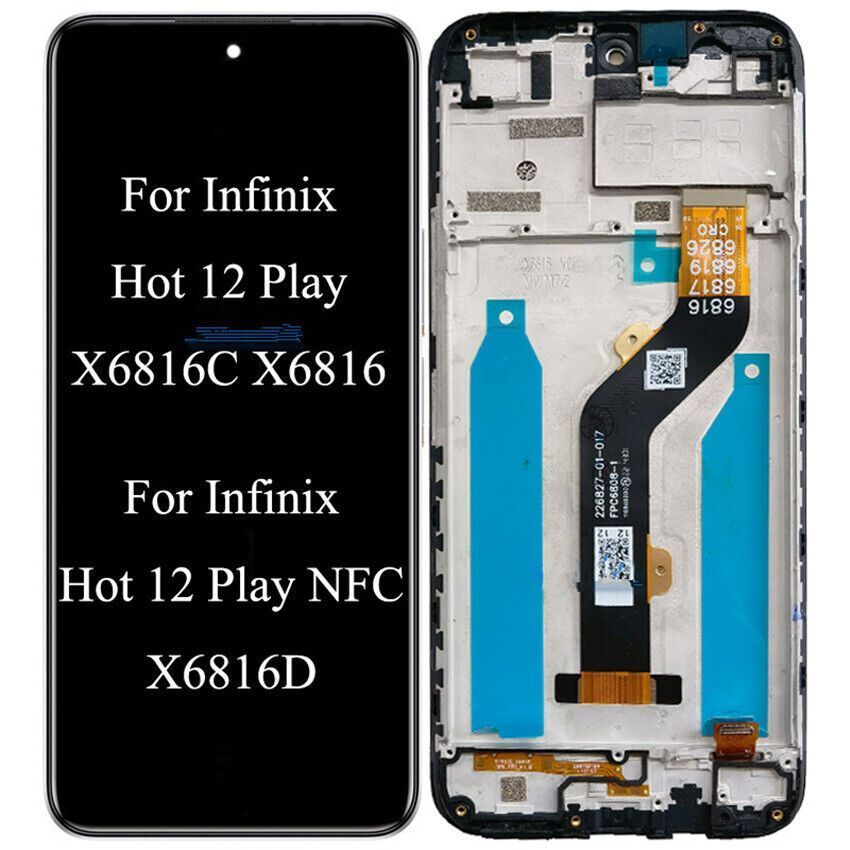 Дисплей для Infinix Hot 12 Play (X6816D), Hot 12 Play NFC з рамкою чорний 27363 фото