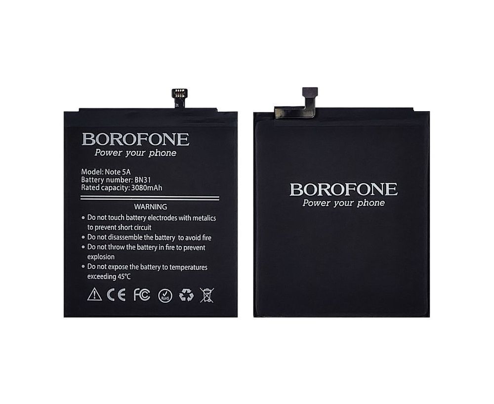 Аккумулятор BN31 Borofone для Xiaomi Mi A1, Mi5X, Redmi Note 5A, Redmi Note 5A Pro, Redmi S2 3080mAh 27781 фото