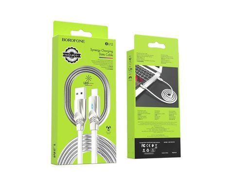 Кабель Borofone BU12 Microusb 1,2m 2.4A серый 25833 фото