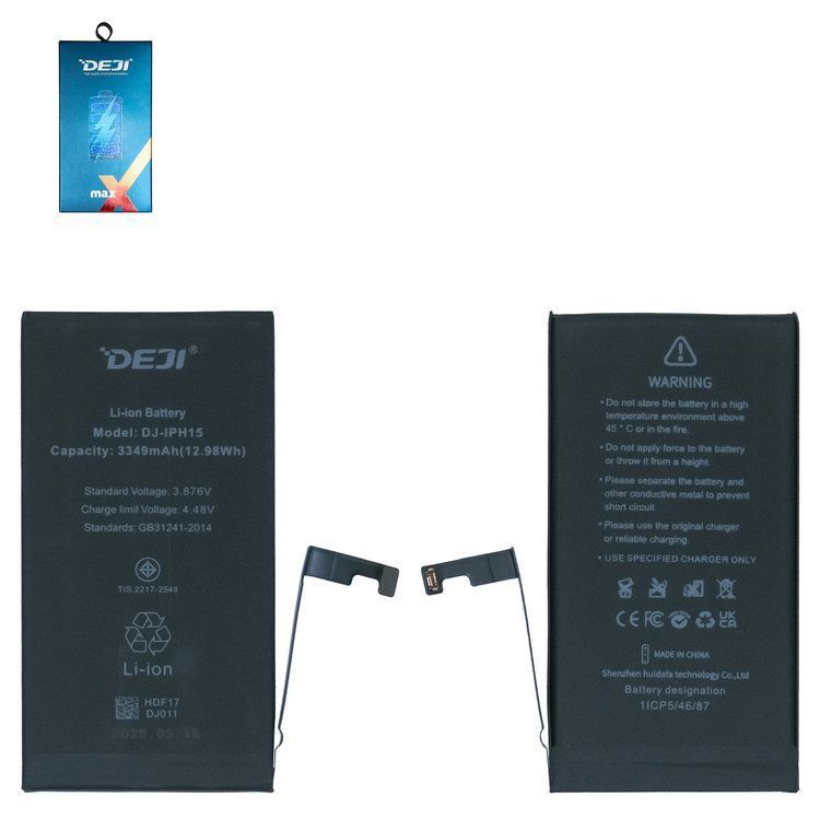 Аккумулятор DEJI для Apple iPhone 15 3349mAh IC Original без ошибки 33093 фото