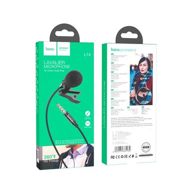 Мікрофон-петличка Hoco L14 3.5 jack Lavalier microphone чорний 28040 фото