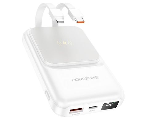 Зовнішній акумулятор (Повербанк) Borofone BJ26 10000mAh 20W з бездротовою зарядкою білий 08218 фото